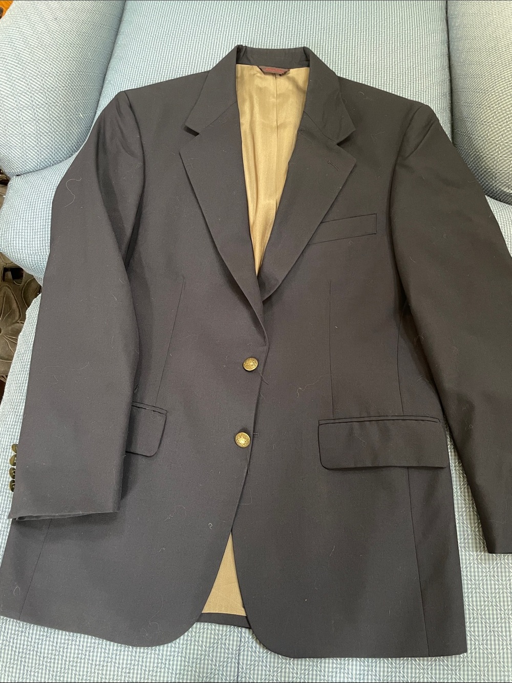 Club Room Men's Black Two-Button Blazer with Gold Buttons